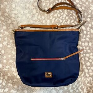 Dooney & Bourke Blue and Tan Nylon Crossbody Bag
